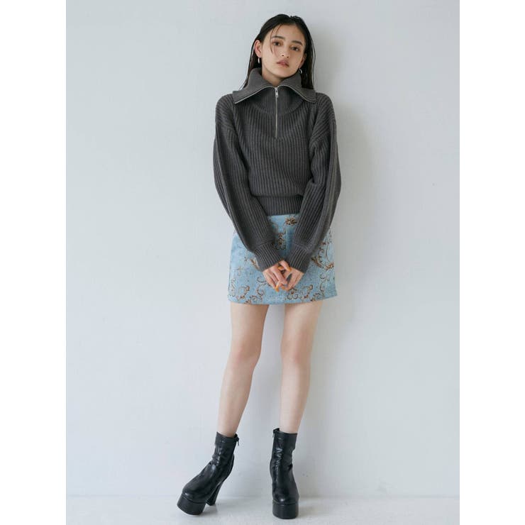 L.G.B ルグランブルー　スカル総柄microminiスカート　ブラック DLARGE.JPG