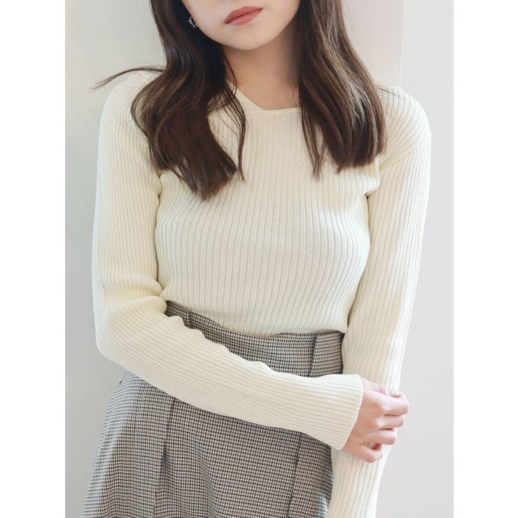 アシメショルダーカットニットトップス[品番:MKSW0048008 アシメショルダーカットニットトップス[品番:MKSW0048008