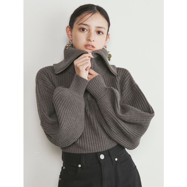 ZIPショートニット[品番：MKSW0046553]｜MURUA（ムルーア）のレディースファッション通販｜SHOPLIST（ショップリスト）