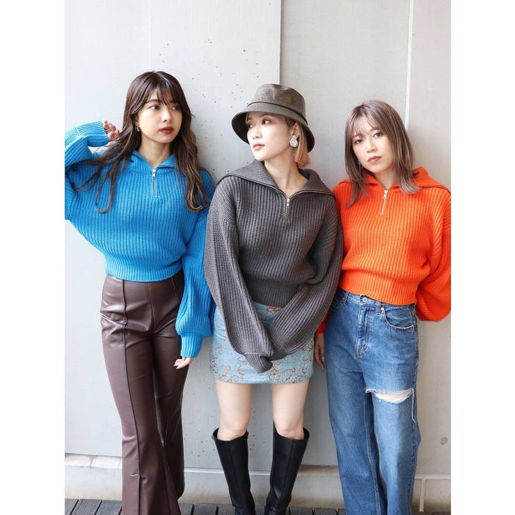 ZIPショートニット[品番：MKSW0046553]｜MURUA（ムルーア