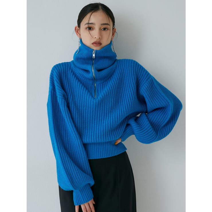 ZIPショートニット[品番：MKSW0046553]｜MURUA（ムルーア）のレディースファッション通販｜SHOPLIST（ショップリスト）