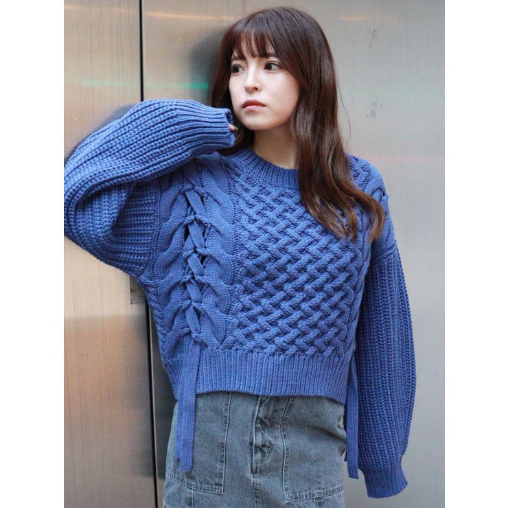 リボンケーブルニット　ネイビー ジプソフィア gypsohila ジプソフィア リボンケーブルニット ネイビー gypsohila