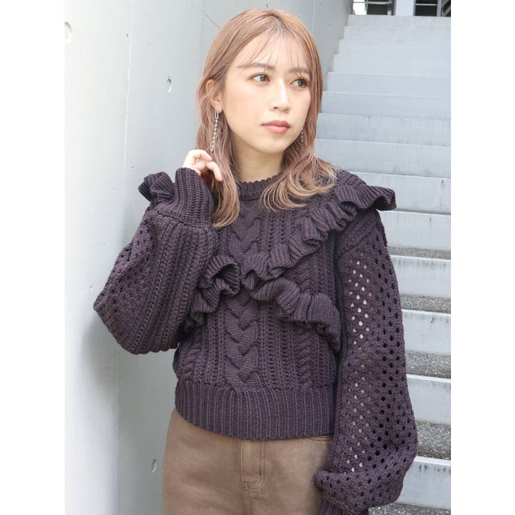 ショートフリルニット[品番：MKSW0049259]｜MURUA（ムルーア