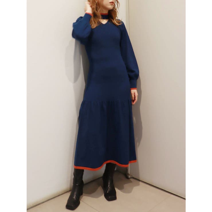 バイカラーフレアリブワンピース[品番：MKSW0049260]｜MURUA（ムルーア