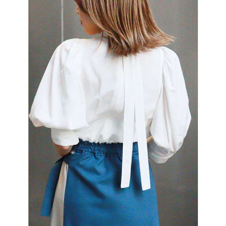 ホワイト | ボウタイタックブラウス | MURUA