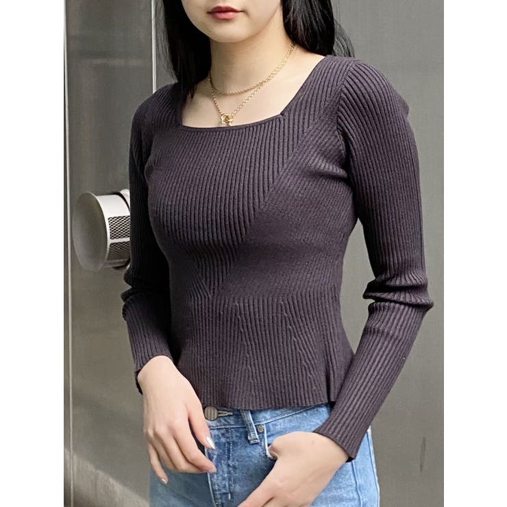 グレー | ショートペプラムニット | MURUA