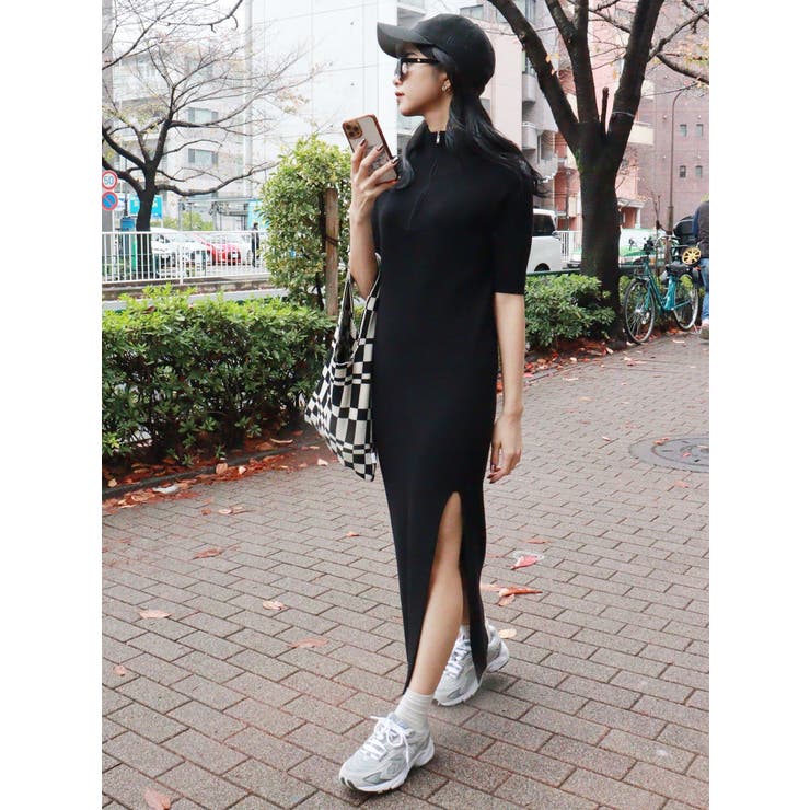 ハーフジップスリットワンピース[品番：MKSW0049869]｜MURUA（ムルーア