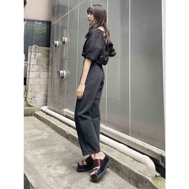 MU SPOTS◆トップス/42/アクリル/BLK SKIN OUT LAYERED SET TOPS/スキンアウトレイヤードセット