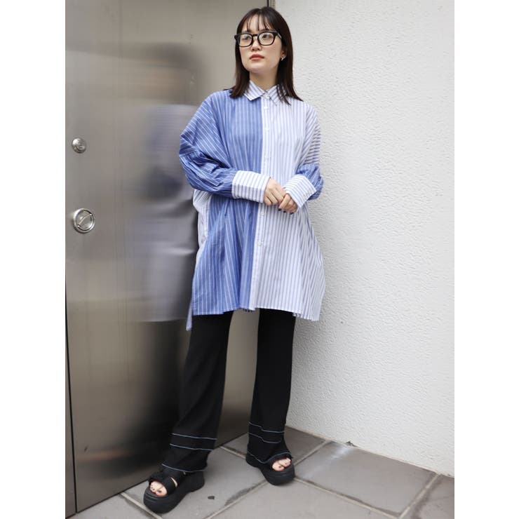 ブロッキングストライプシャツ[品番：MKSW0049870]｜MURUA（ムルーア 