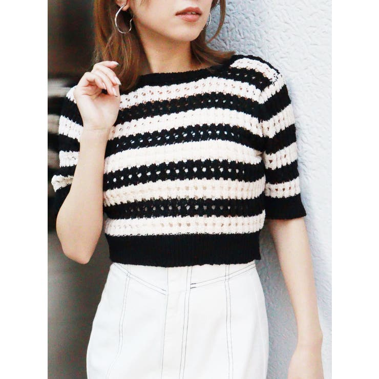 メッシュショートニット[品番：MKSW0049294]｜MURUA（ムルーア