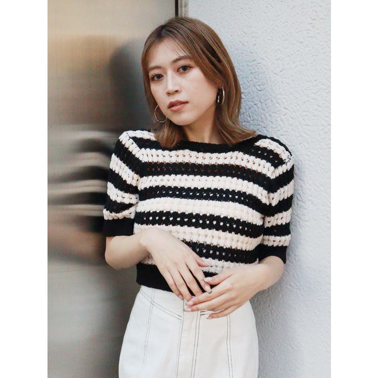 メッシュショートニット[品番：MKSW0049294]｜MURUA（ムルーア