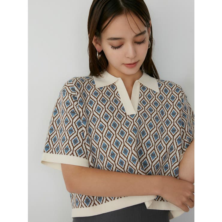 モノグラムハーフスリーブニットポロ | MURUA | 詳細画像3 