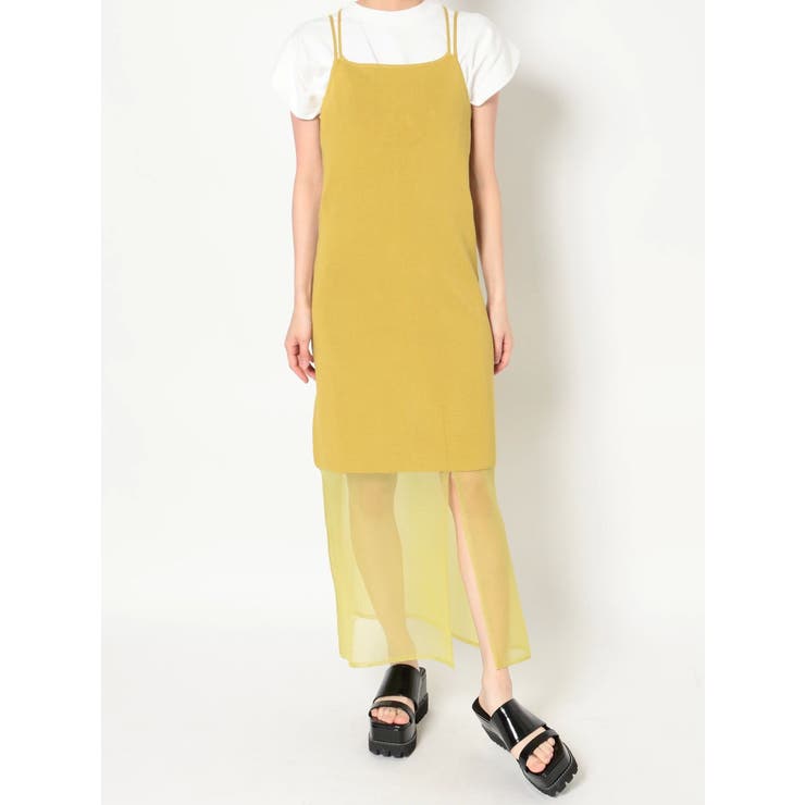 mariおまとめ⭐︎カルバンクラインニット&miumiuワンピース ダイヤ透かし編みニットキャミワンピース（ワンピース）｜Spick