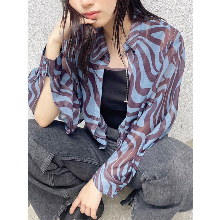 ウェーブプリントクロップドシャツ[品番：MKSW0050477]｜MURUA
