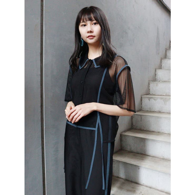 パイピングメッシュシャツ[品番：MKSW0051541]｜MURUA（ムルーア）の