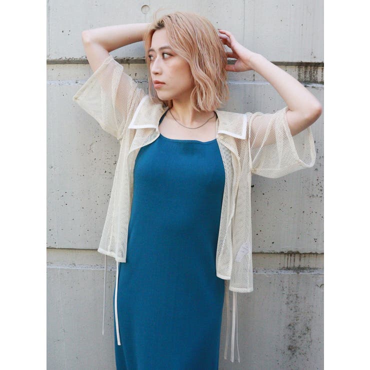 アイボリー | パイピングメッシュシャツ | MURUA