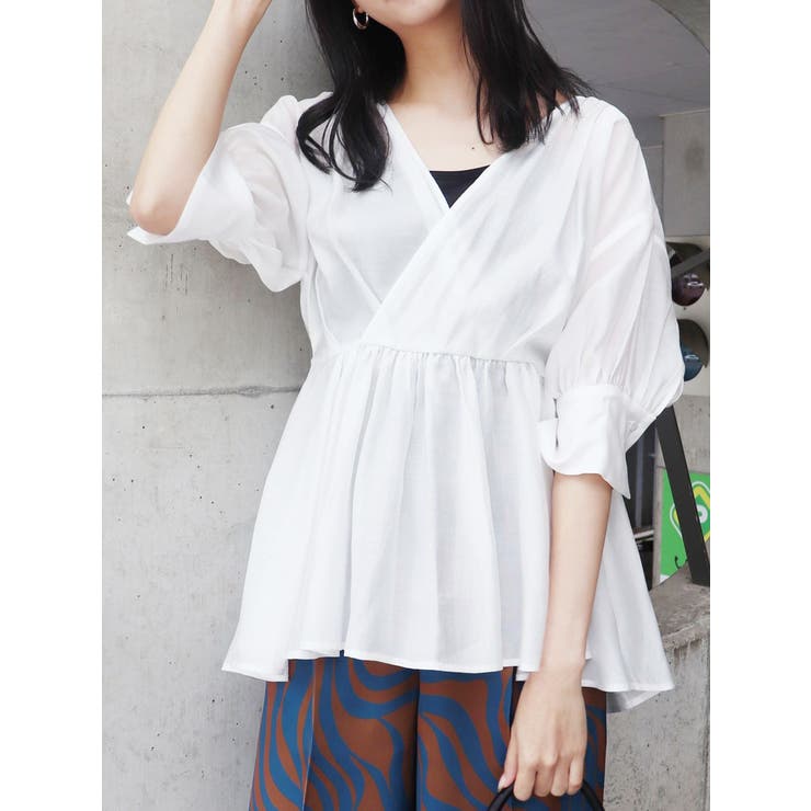 新品未使用 かぐれ シアーカシュクールカーデシャツ yoli evameva WEB 