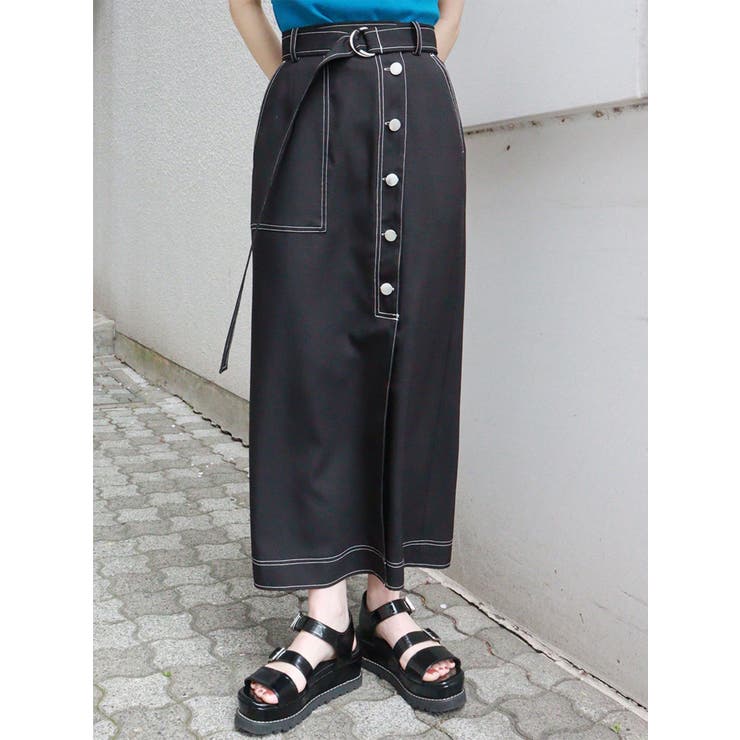 アシメフロントボタンスカート[品番：MKSW0052649]｜MURUA（ムルーア