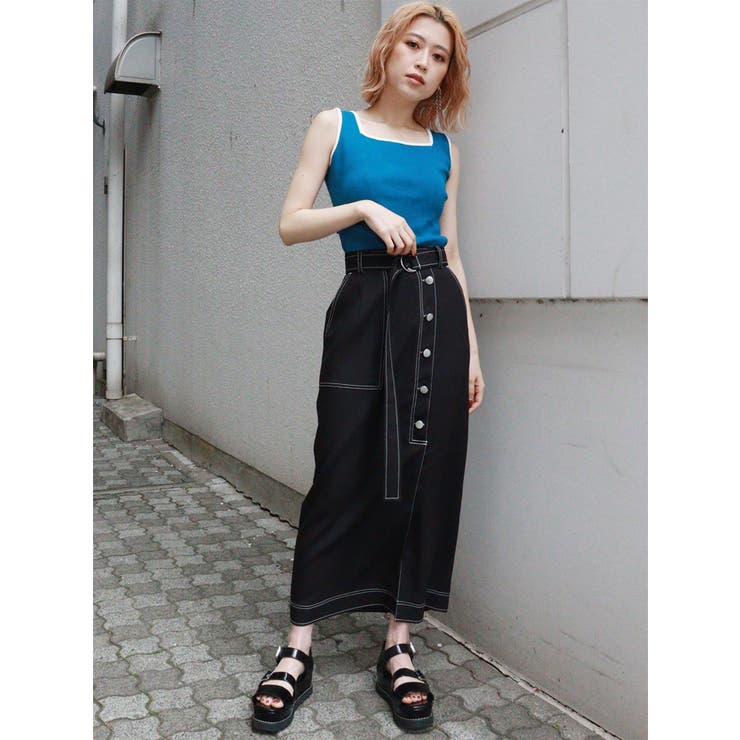 Mr.PAPA　フロント アシメフロントボタンスカート[品番：MKSW0052649]｜MURUA