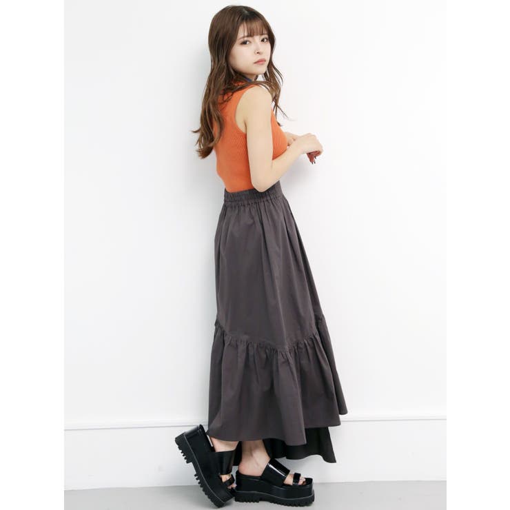 新品 未使用✨ MURUA ブラック ノースリーブ ワイドレッグオールインワン ラインノースリーブニット[品番：MKSW0050486]｜MURUA（ムルーア