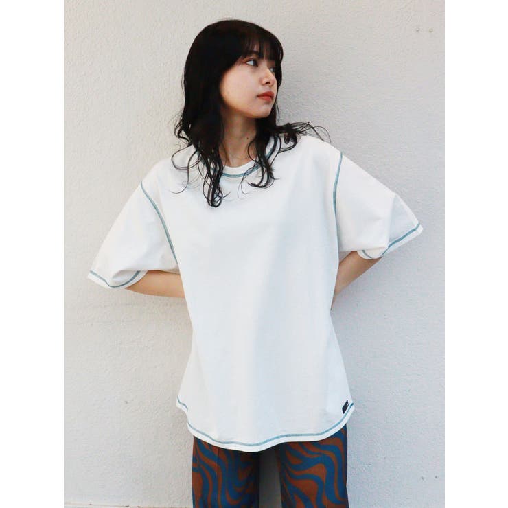 オーガ ビッツオーバーステッチTシャツ[品番：MKSW0051087]｜MURUA（ムルーア）のレディースファッション通販｜SHOPLIST（ショップリスト）