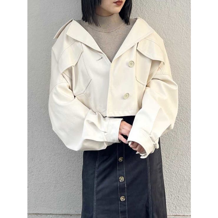 アイボリー | フェイクレザーショートジャケット | MURUA