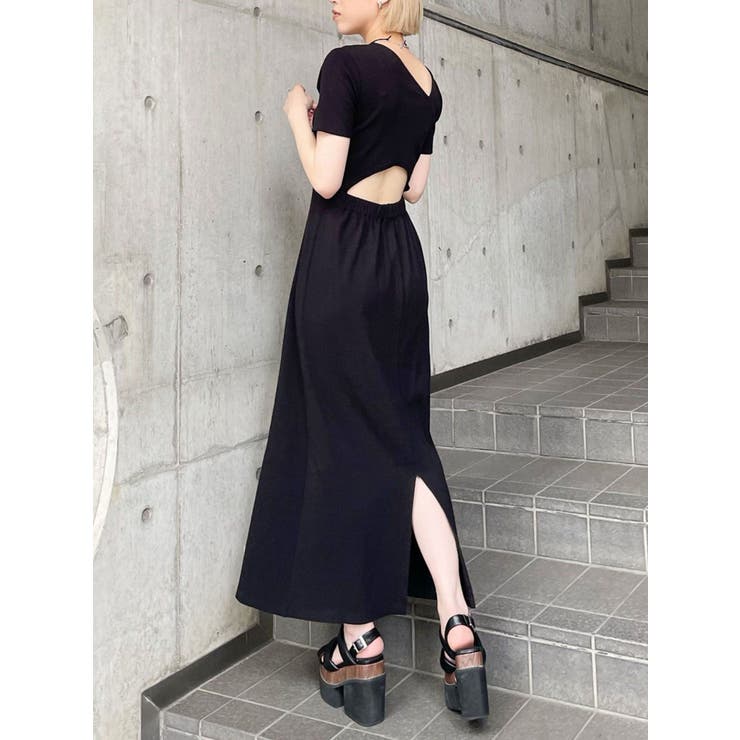 アシメネックバックオープンワンピース[品番：MKSW0053606]｜MURUA