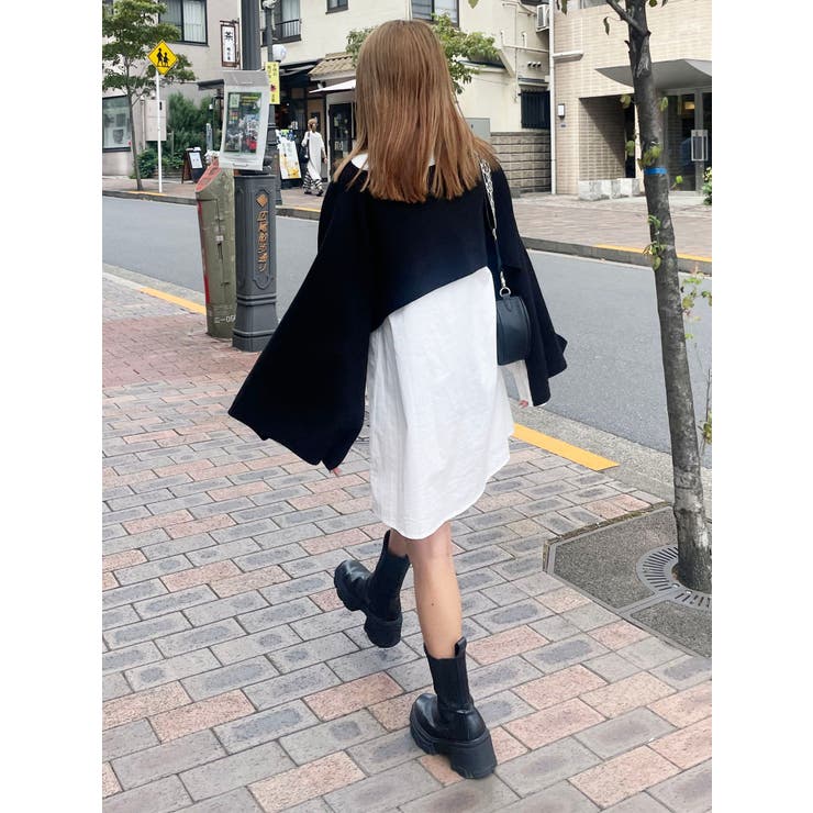レイヤードニットシャツワンピース[品番：MKSW0052435]｜MURUA