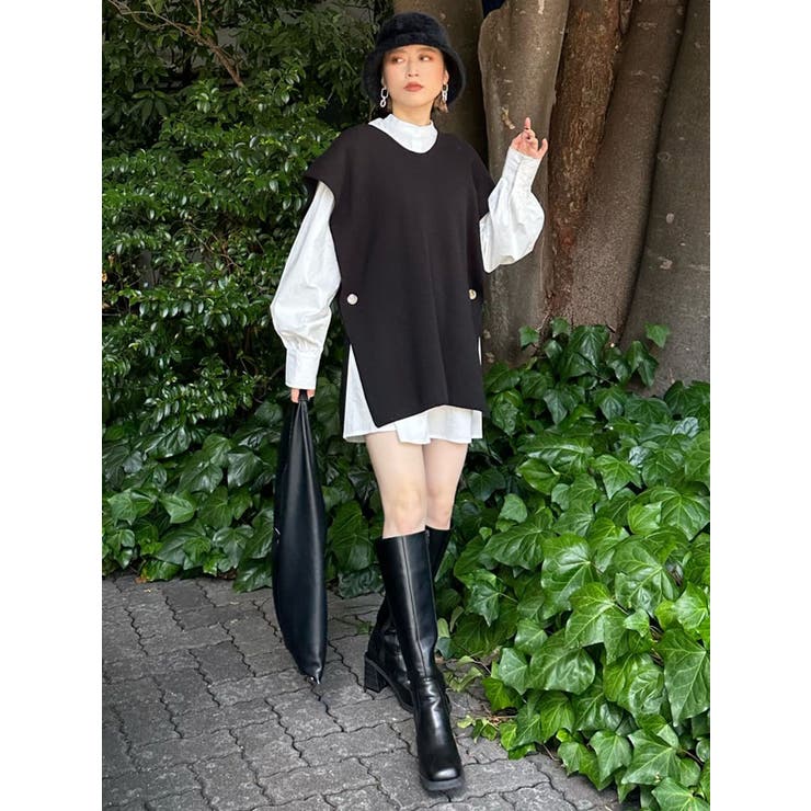 レイヤードニットシャツワンピース | MURUA | 詳細画像9 