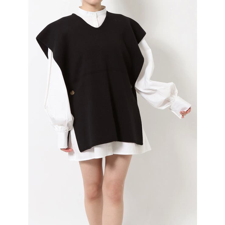 ダークグレー | レイヤードニットシャツワンピース | MURUA