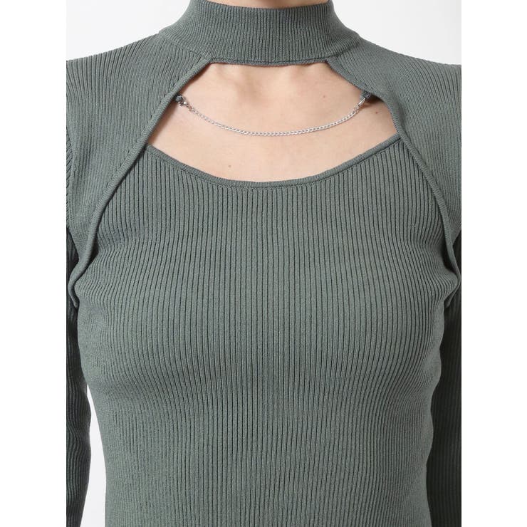 リブニットチェーントップス[品番：MKSW0052458]｜MURUA（ムルーア）の