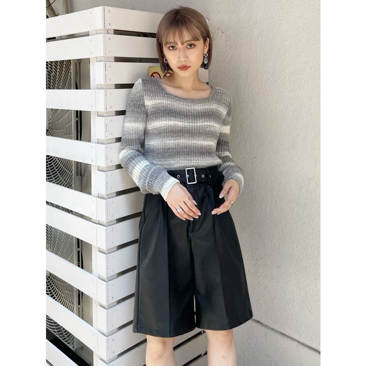 medium ミディアム フェイクレザーハーフパンツ