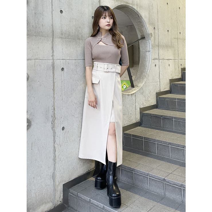 anndemeulemeesterプリーツ ラップスカート ベルト付き ミリタリー プリーツスカート ラップスカート ベルト ワイドベルト