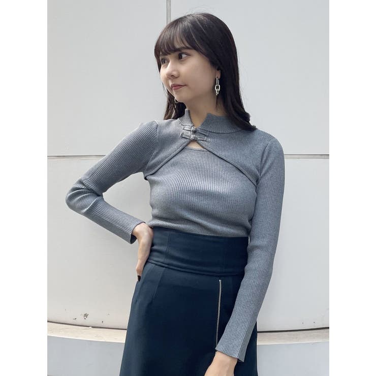 mother チャイナトップス　 Blue Moon Tops ニット MURUA（ムルーア） ニット セーター チャイナタイトニット レディース