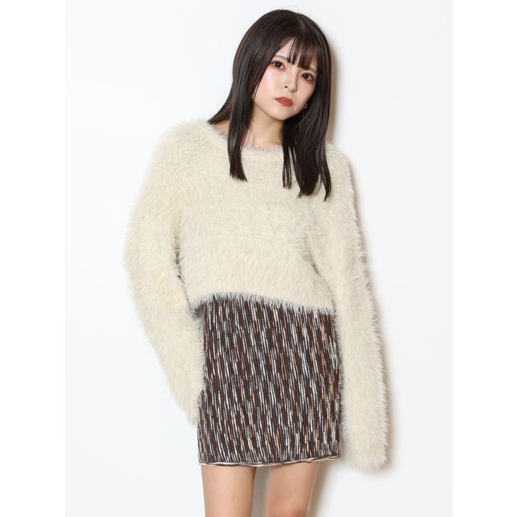 クロップトシャギーニット[品番：MKSW0053940]｜MURUA（ムルーア