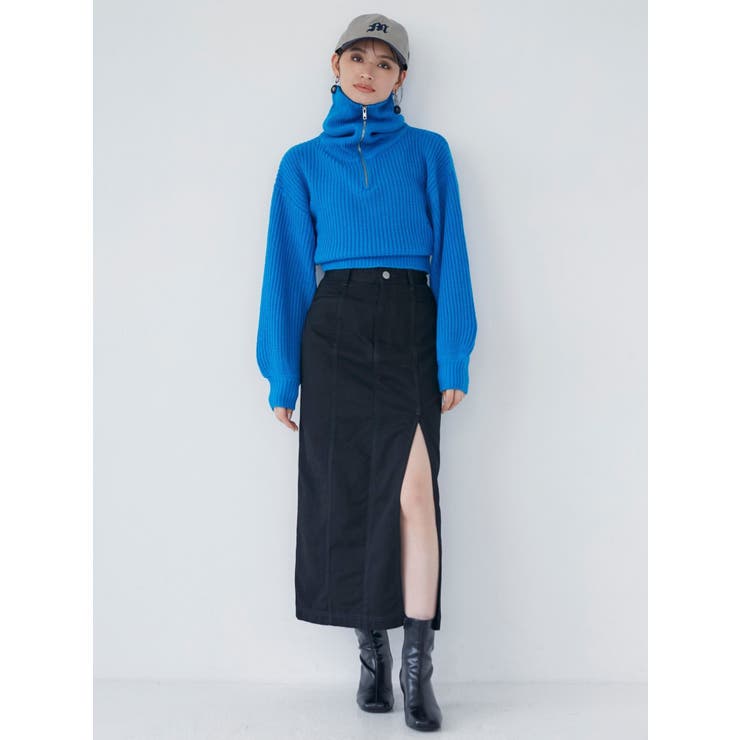 ZIPショートニット【WEB限定ジップニット】[品番：MKSW0053109]｜MURUA