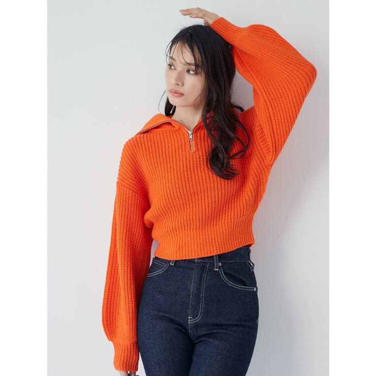 ZIPショートニット【WEB限定ジップニット】[品番：MKSW0053109