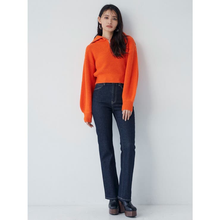 ZIPショートニット【WEB限定ジップニット】[品番：MKSW0053109