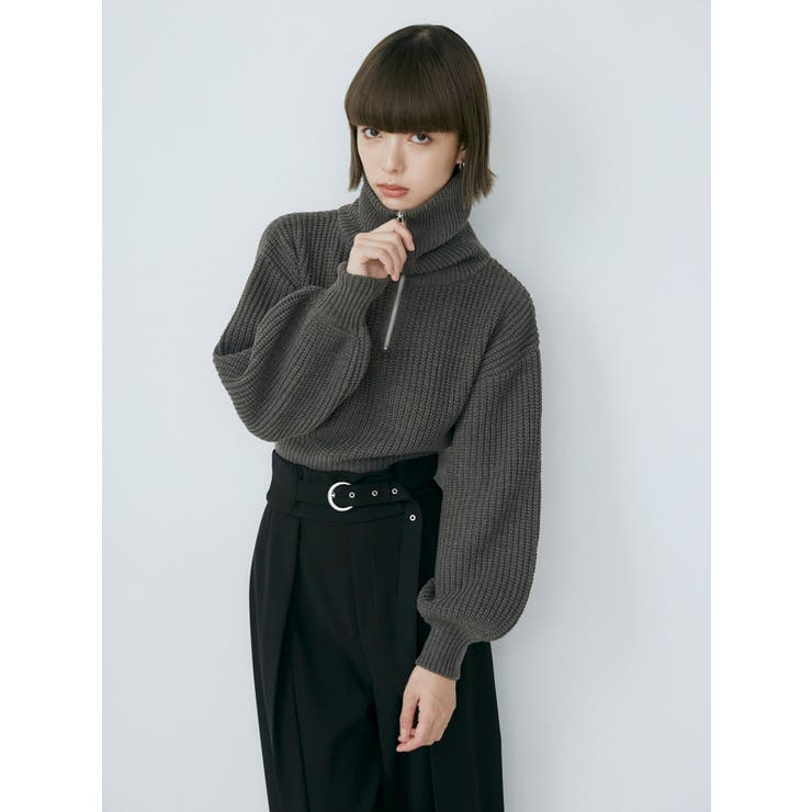 ZIPショートニット【WEB限定ジップニット】[品番：MKSW0053109]｜MURUA