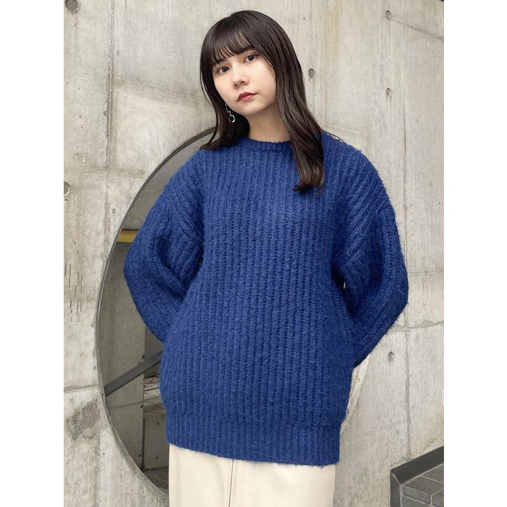 モヘヤ混クルーネックニット【WEB限定ニット】[品番：MKSW0053110