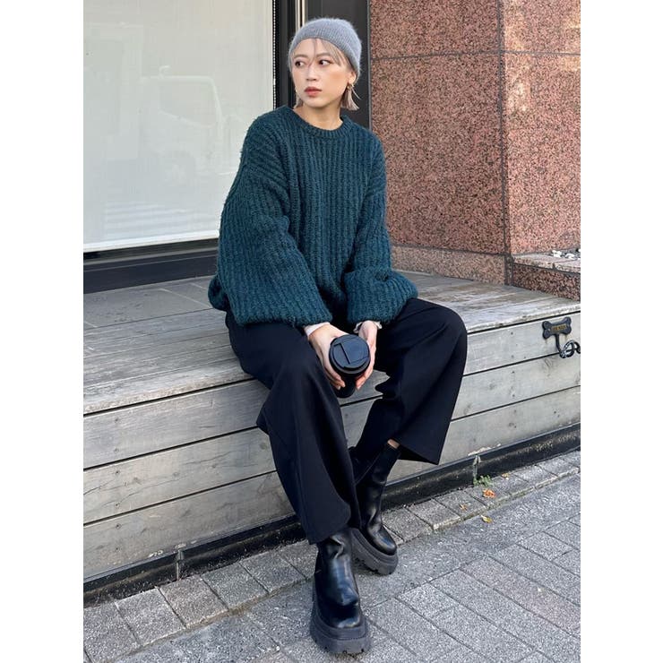 モヘヤ混クルーネックニット【WEB限定ニット】[品番：MKSW0053110