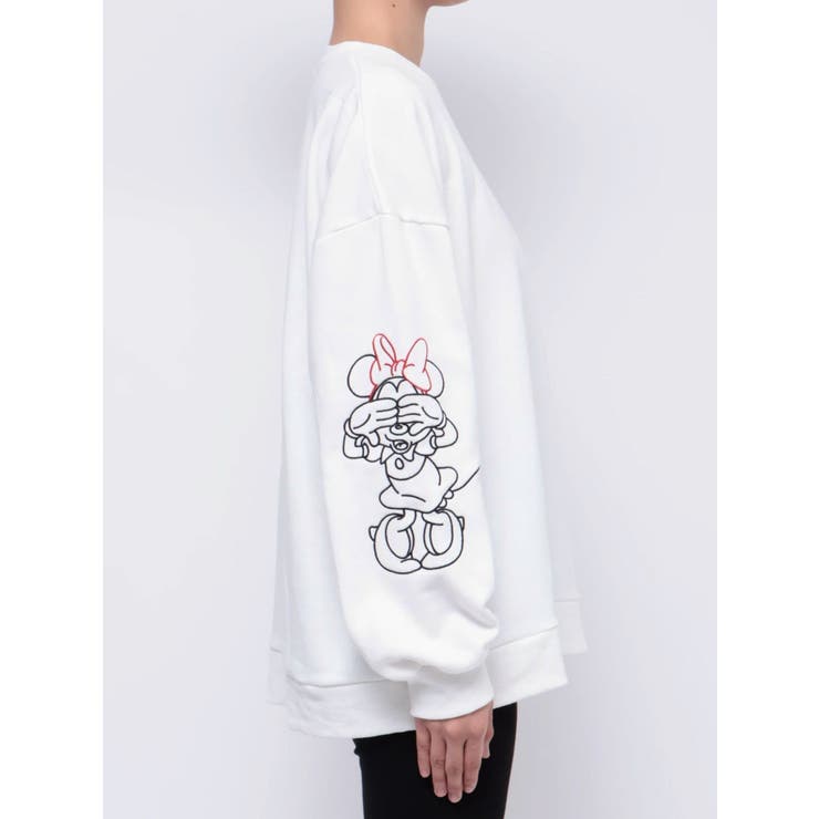 Disney - MURUA★ 【Disney】ミッキー＆ミニーエンブロイダリーオーバースウェット Disney】ミッキー＆ミニー/ エンブロイダリーオーバースウェット