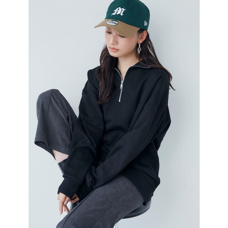 ハーフジップオーバースウェット【WEB限定トップス】[品番