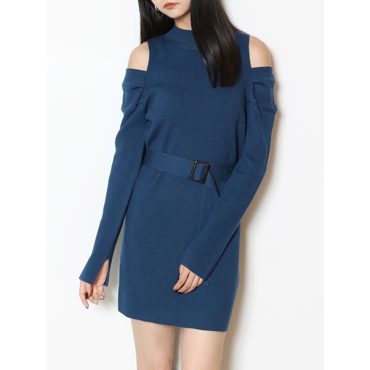 美品✨【完売品】DSC ショルダーカットアウトミニワンピース ブルー ショルダーカットミニワンピース[品番：MKSW0055747]｜MURUA