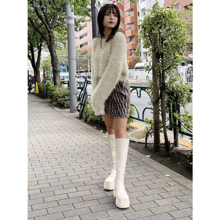 グラデーションガーターニットミニスカート | MURUA | 詳細画像6 