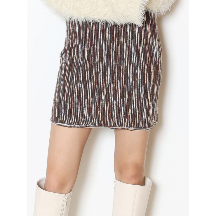 ブラウン | グラデーションガーターニットミニスカート | MURUA