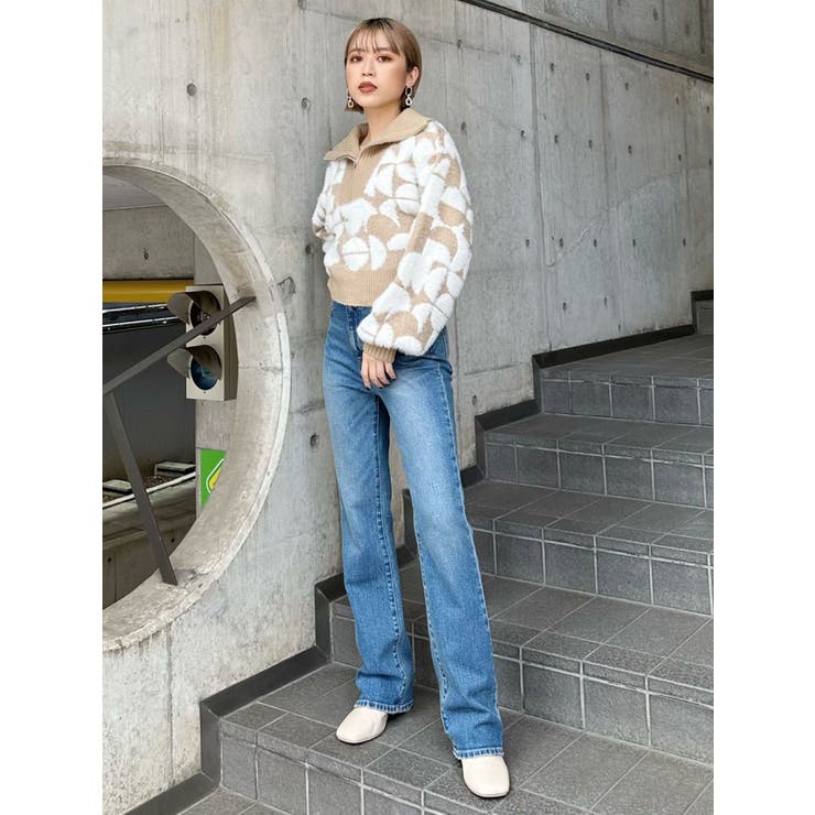 フロントZIPフェザーニット[品番：MKSW0054390]｜MURUA