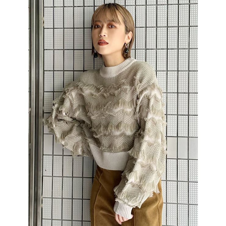 ジャガードフリンジニットトップス ジャガードフリンジニット[品番：MKSW0054582]｜MURUA（ムルーア