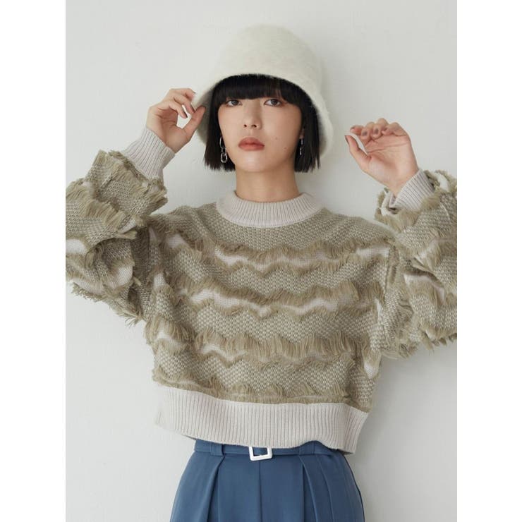 ジャガードフリンジニット[品番：MKSW0054582]｜MURUA（ムルーア）のレディースファッション通販｜SHOPLIST（ショップリスト）