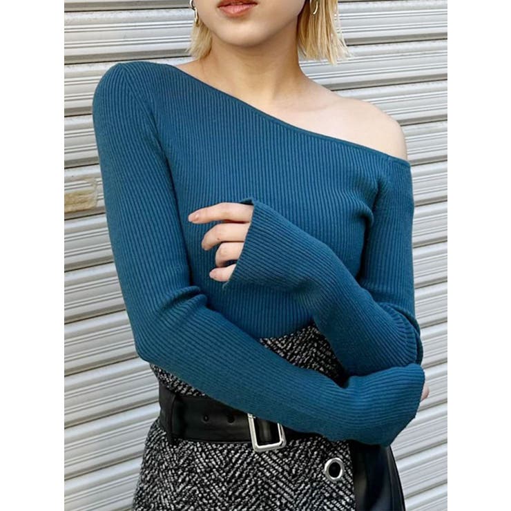 ブルー | スリットスリーブワンショルニット | MURUA